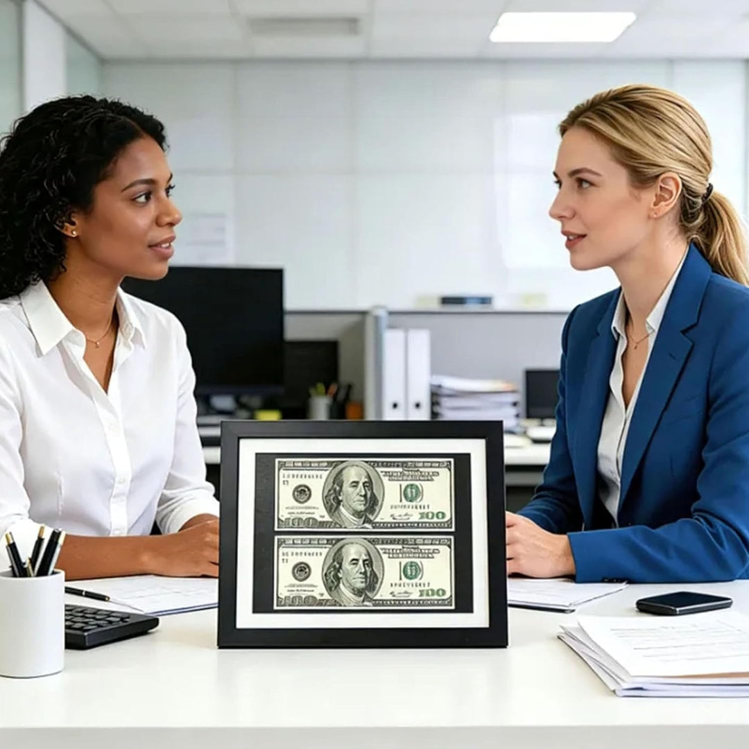 Dollarschein Schein-Display-Rahmen,Rahmen für Wand,HD-Glas,Mit schwarzer Rahmen.