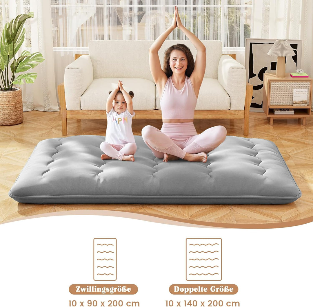 COSTWAY Japanische Futon Matratze, Tatami-Matte, Bodenmatratze, Klappmatratze mit waschbarem Bezug,