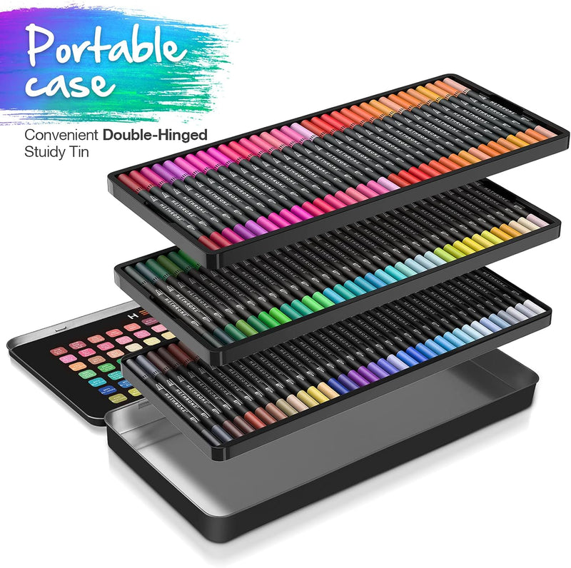 Hethrone Filzstifte Doppelseitig, Dual Brush Pen Set 100 Farben Brush Marker Pinselstifte Journal Zu