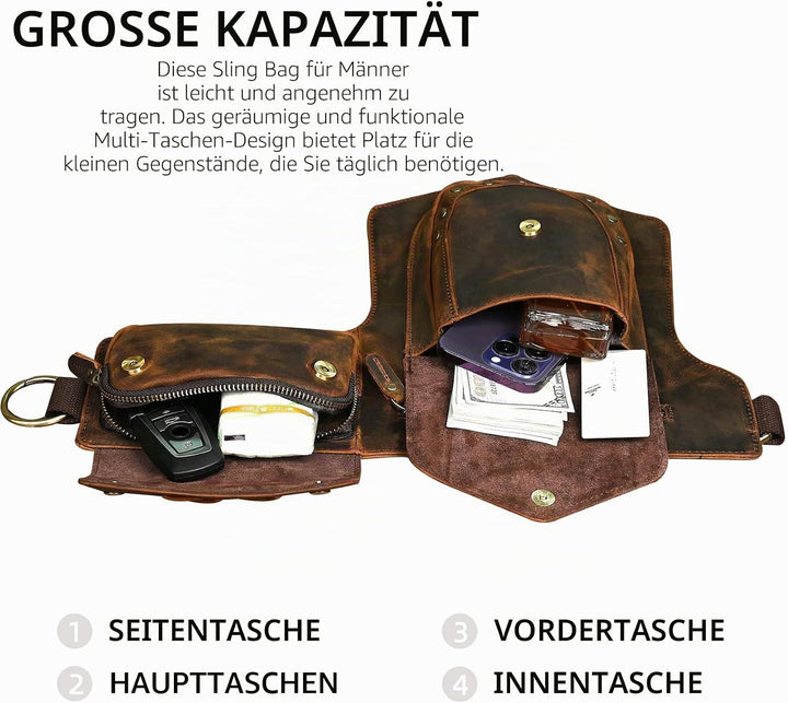 Herren Canvas + Leder Motorrad Reiten Tasche Beinbeutel Beintasche Aussenbeintasche Hüfttasche Drop
