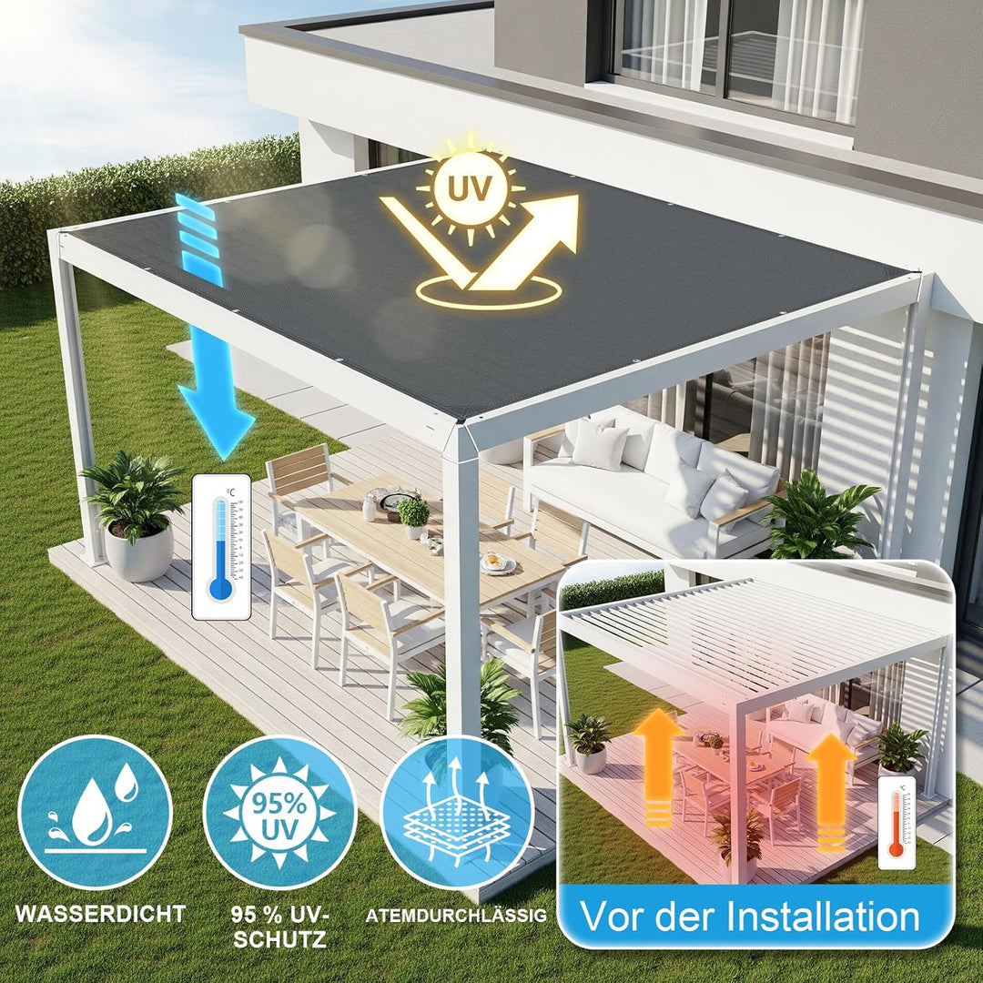 COOL AREA Sonnensegel Wasserdicht Rechteckige 1.5x3m mit Geraden Kanten Sonnenschutz Wetterschutz PE
