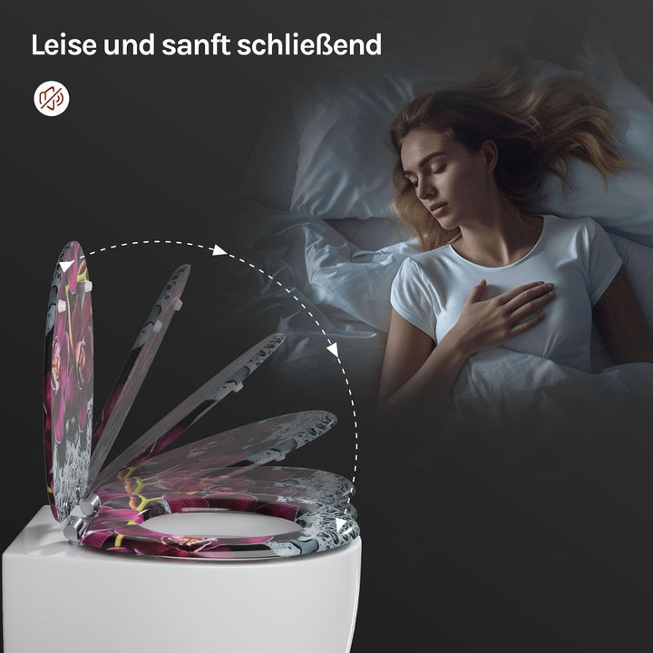 WOLTU #2 Premium WC-Sitz Toilettensitz mit Absenkautomatik, MDF Holzkern, Softclose Scharnier, Antib
