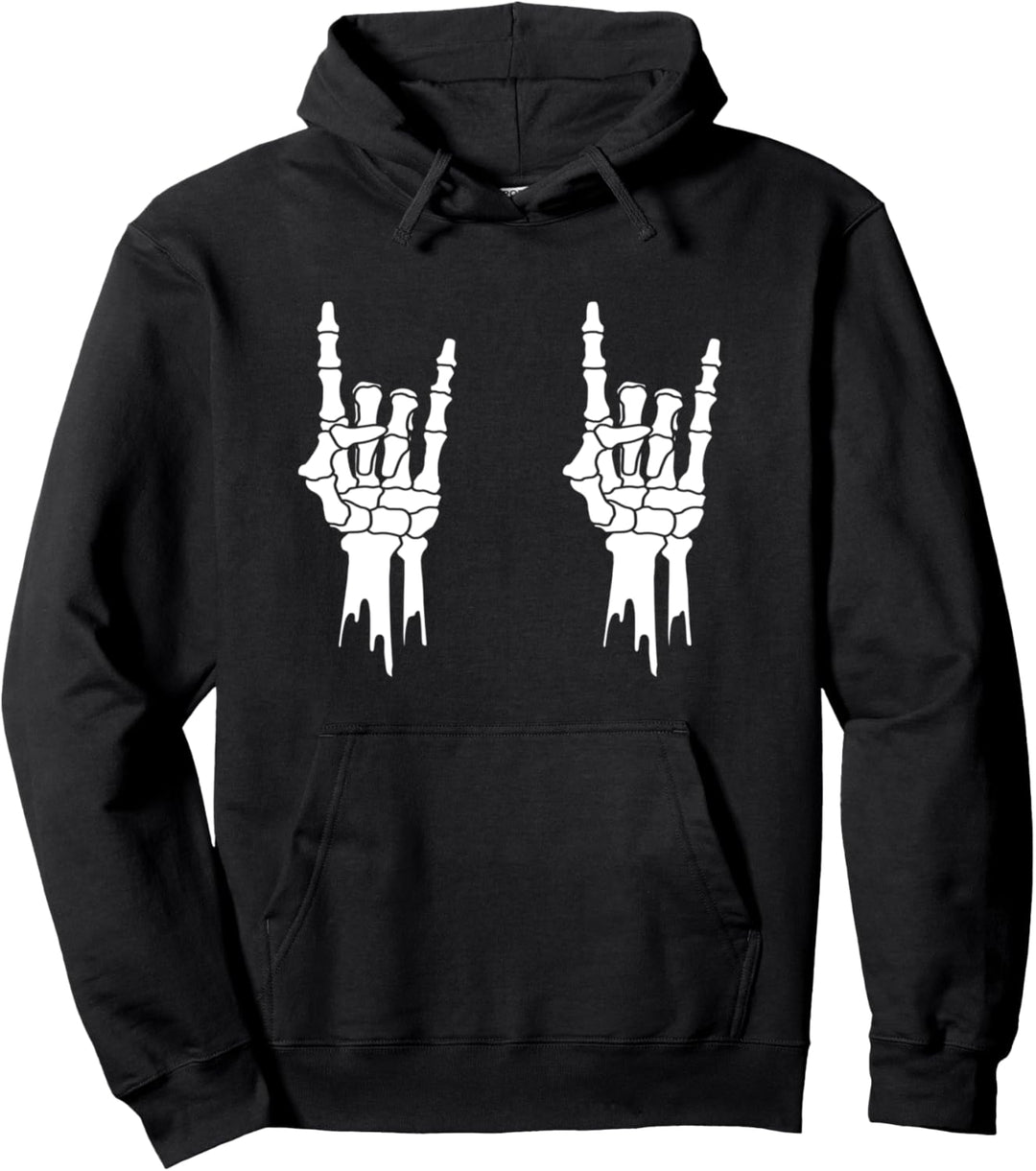 Skelett – Rock On Hands – Herren & Damen – Halloween-Kostüm Pullover Hoodie