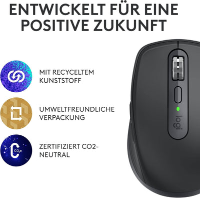 Logitech MX Anywhere 3S Compact Kabellose Maus, Fast Scrolling, 8K DPI Any-Surface Tracking, Quiet C