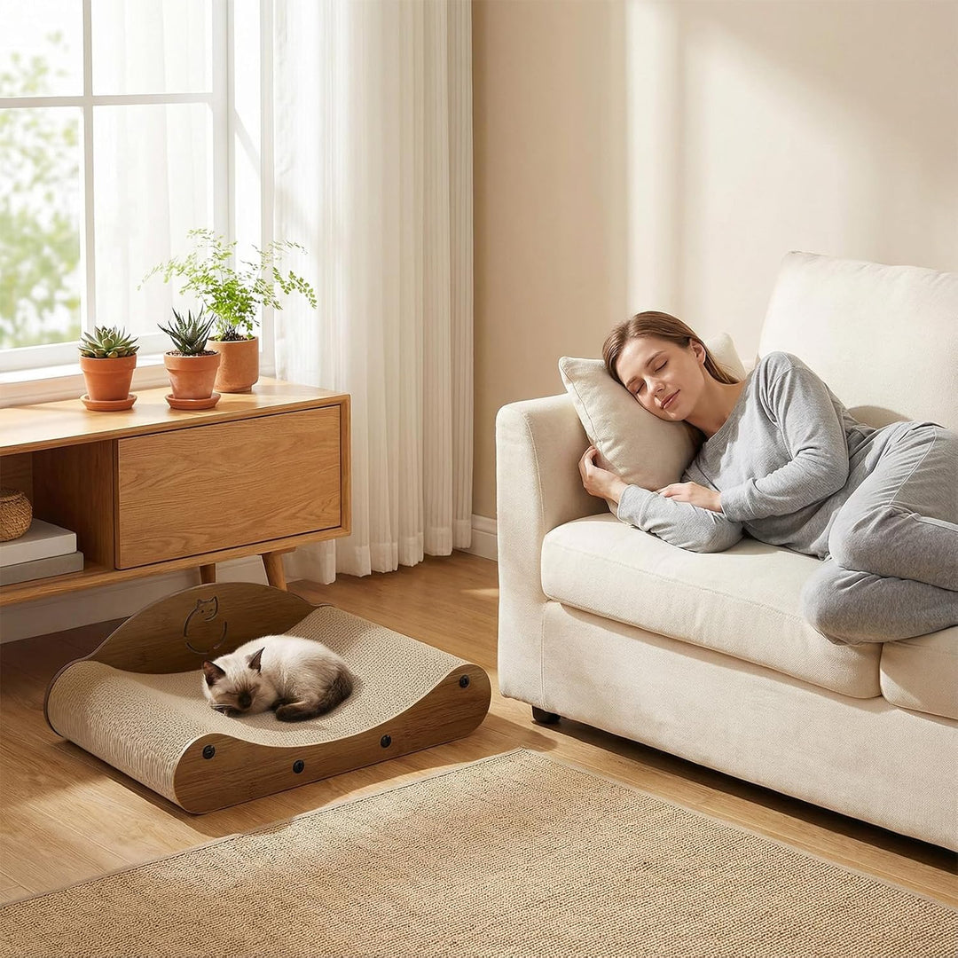 Gimars Kratzbrett Katze 43cm, Sofa-förmiges Katzen Kratzsofa aus Hochdichter Wellpappe, Kratzmatte &