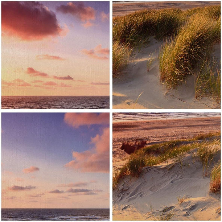 Bilder auf Leinwand Meer Strand Düne Leinwandbild mit Rahmen 70x50cm Wandbilder Dekoration Wohnzimme