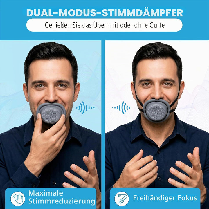 Stimmdämpfer für Sänger - Reduziert den Schall um 30 dB, Freihändig und Atmungsaktiv, mit Verstellba