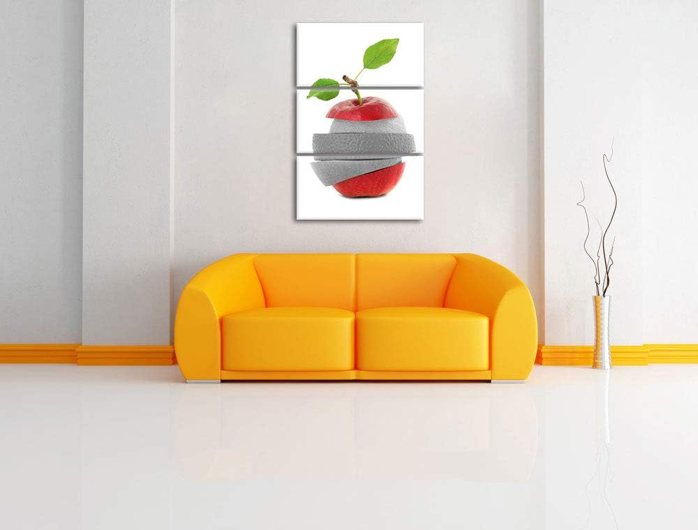 Mixed Fruit Apple Orange Lime Apfel Orange Limette schwarz/weiss 3-Teiler Leinwandbild 120x80 Bild a