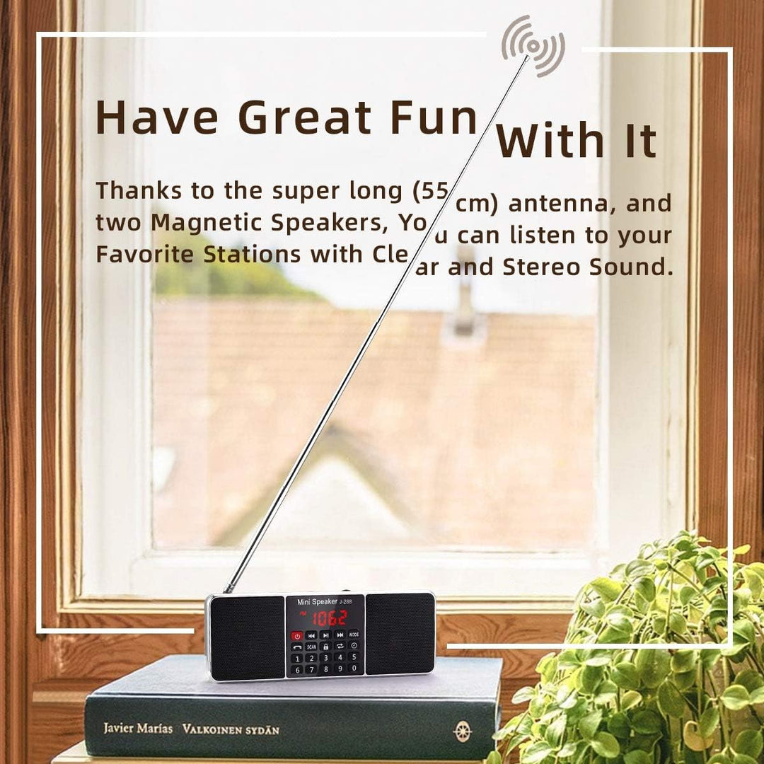 PRUNUS J-288 UKW/FM AM Digital Radio mit Bluetooth, Kleines Radio mit Heavy Bass Lautsprechern, TF/U