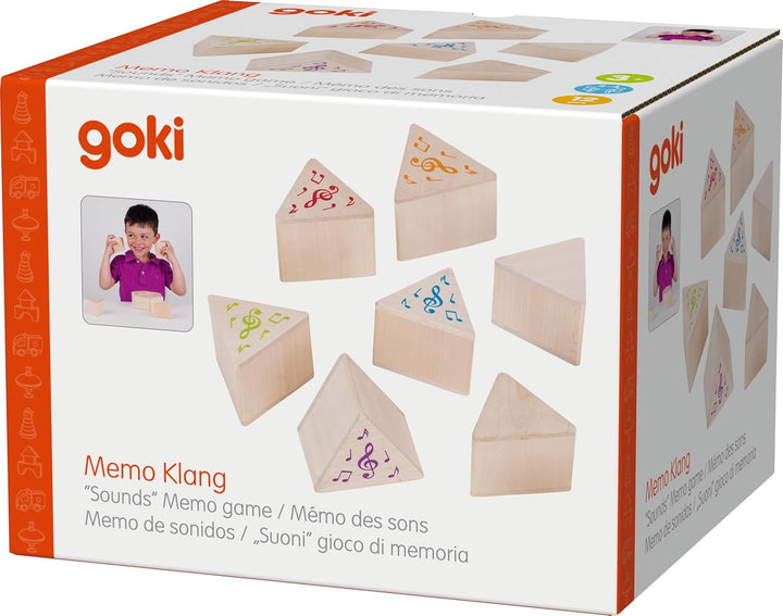 goki 56683 - Klangmemo aus Holz, Akustisches Gedächtnisspiel zur Förderung der Wahrnehmung von unter