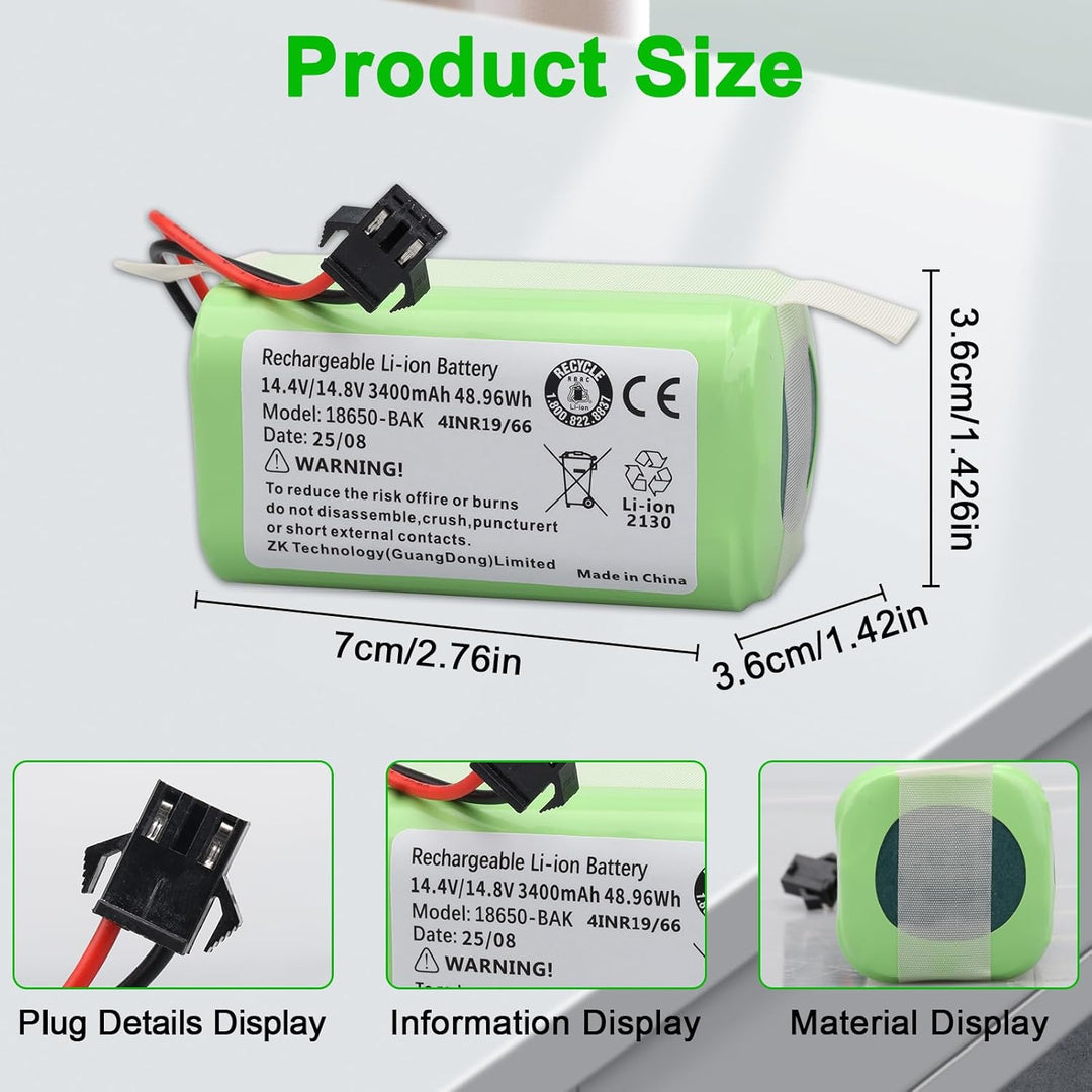 3400mAh Ersatzbatterie Kompatibel mit Tikom L9000 L9000 Pro G8000, Yeedi K600 K650 K680 K700, Amarey