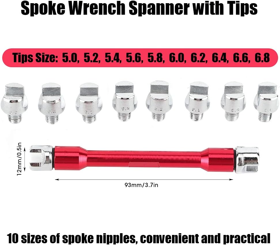 Qiilu Motorrad Speichenschlüssel, Motorrad Speichen Schlüssel CNC Schraubenschlüssel Set 5,0-6,8 Län
