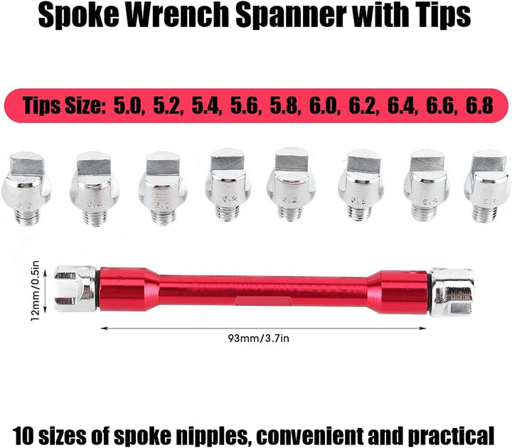 Qiilu Motorrad Speichenschlüssel, Motorrad Speichen Schlüssel CNC Schraubenschlüssel Set 5,0-6,8 Län
