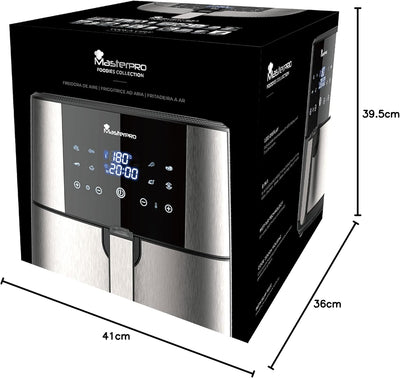 MasterPro Foodies | Ölfreie Fritteuse 6L 1800W mit Ölsprüher | LED-Touchscreen und Antihaft-Korb | L