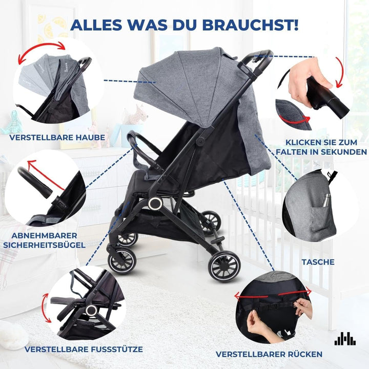 Mobiclinic® kids, Kinderwagen, Ultra-kompakt, Trip, 5-punkt-gurt, Lenker, Korb, Europäische marke, 0