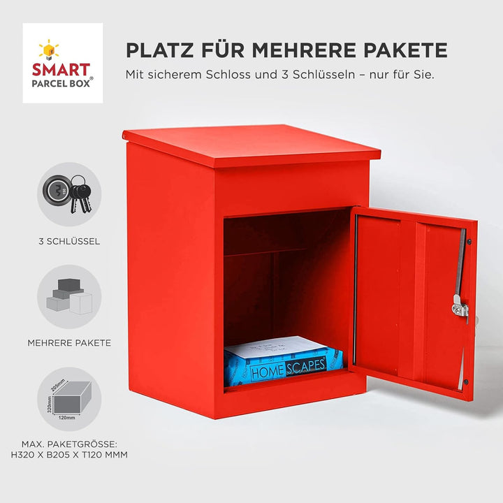 Smart Parcel Box, mittelgrosser Paketbriefkasten mit Paketfach und Briefkasten, sicherer Paketkasten