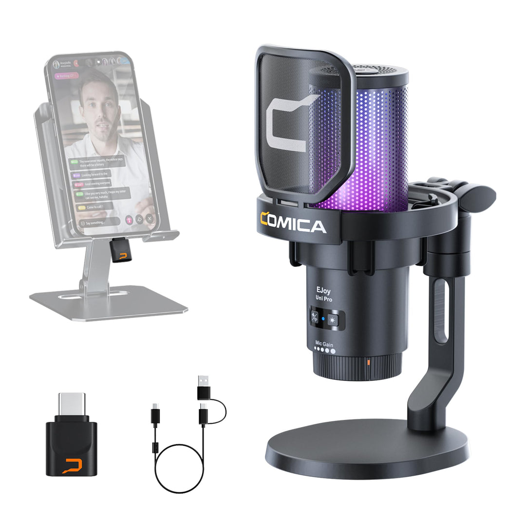 COMICA EJoy Uni Pro Kabellos USB Mikrofon PC, Gaming Mikrofon für Streaming Podcast Studio, PS4/PS5/