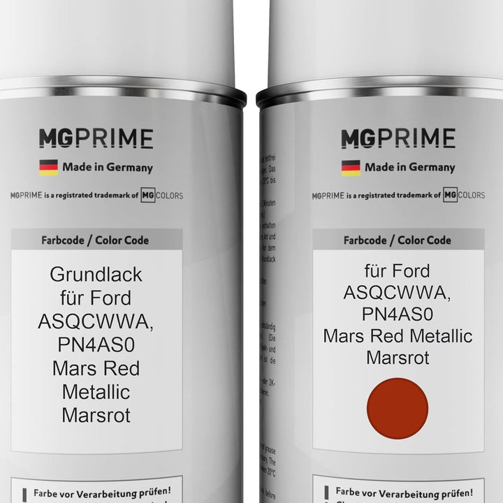 MG PRIME Autolack Sprühdosen Set für Ford ASQCWWA / PN4AS0 Mars Red Metallic/Marsrot Grundlack Basis