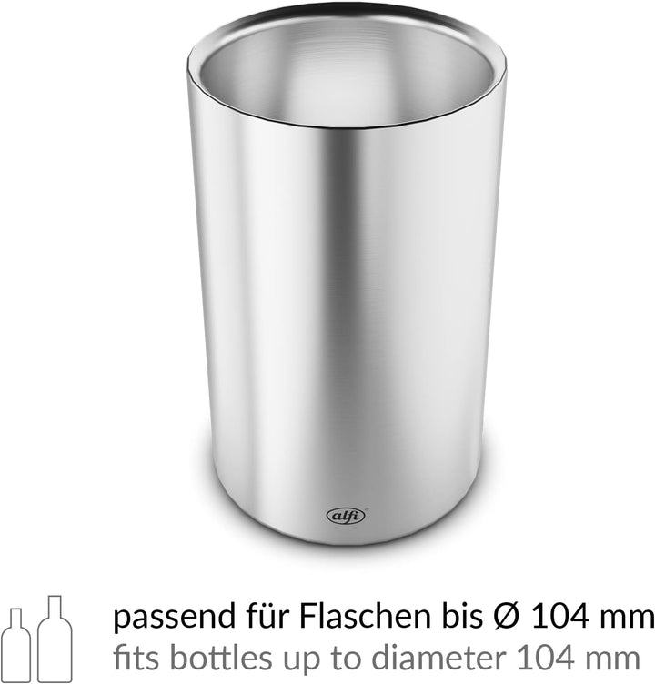 alfi 0457205100 Flaschenkühler Vino, Edelstahl mattiert Edelstahl zylindrisch, Edelstahl zylindrisch