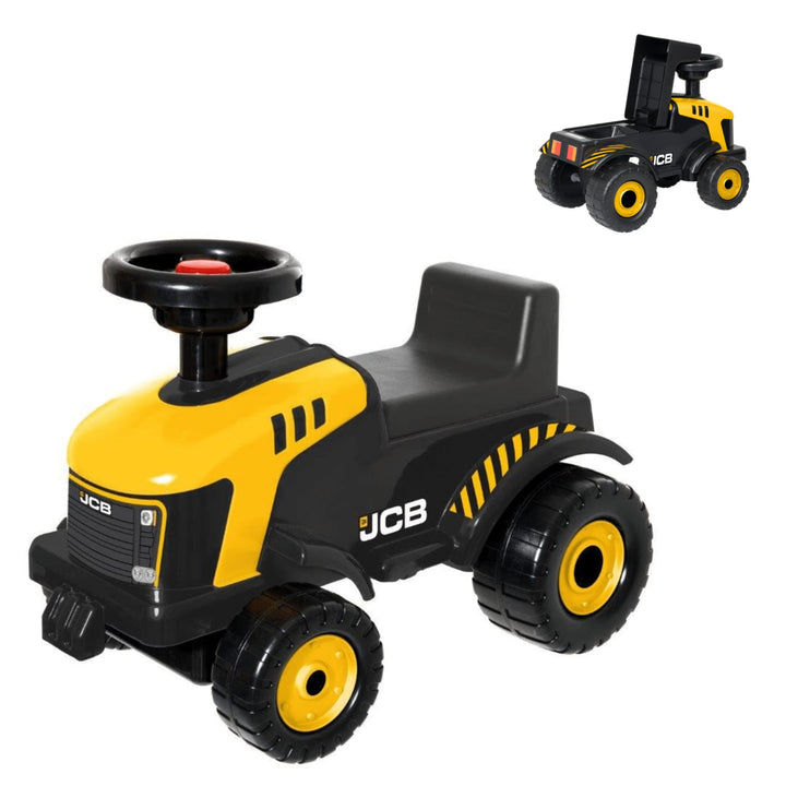 JCB Fastrac Gelb & Schwarz Rutschtraktor | Fuss-zu-Boden Schieber für Kleinkinder | BAU-Rutschauto |