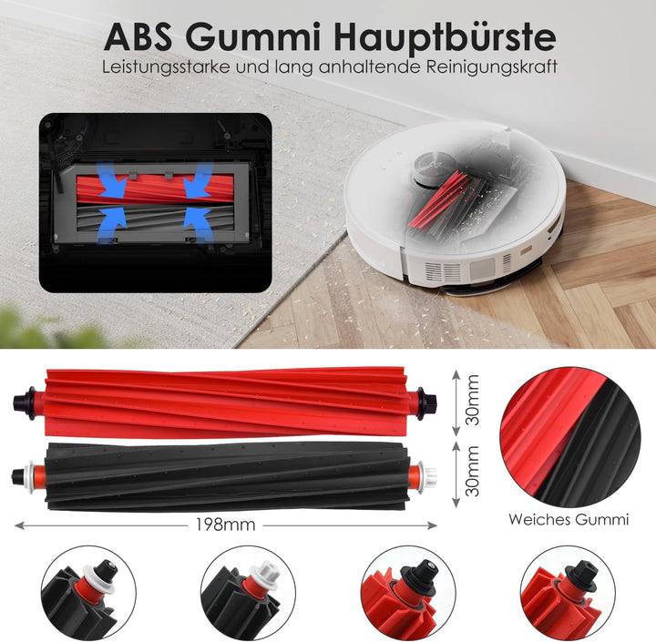 Zubehörset für Roborock S8 Maxv Ultra, oGoDeal 6*Staubbeutel 2*Main Rollbürste 4*Seitenbürsten 2*Fil