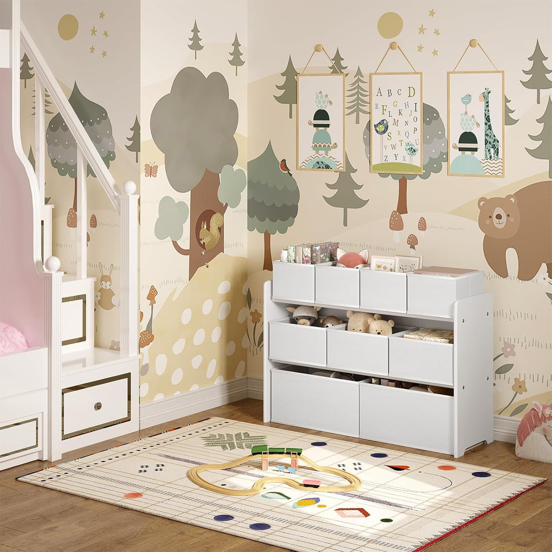 Lestarain Kinderregal mit 9 Aufbewahrungsboxen, Spielzeugregal, Regal Kinderzimmer Spielzimmer, Kind