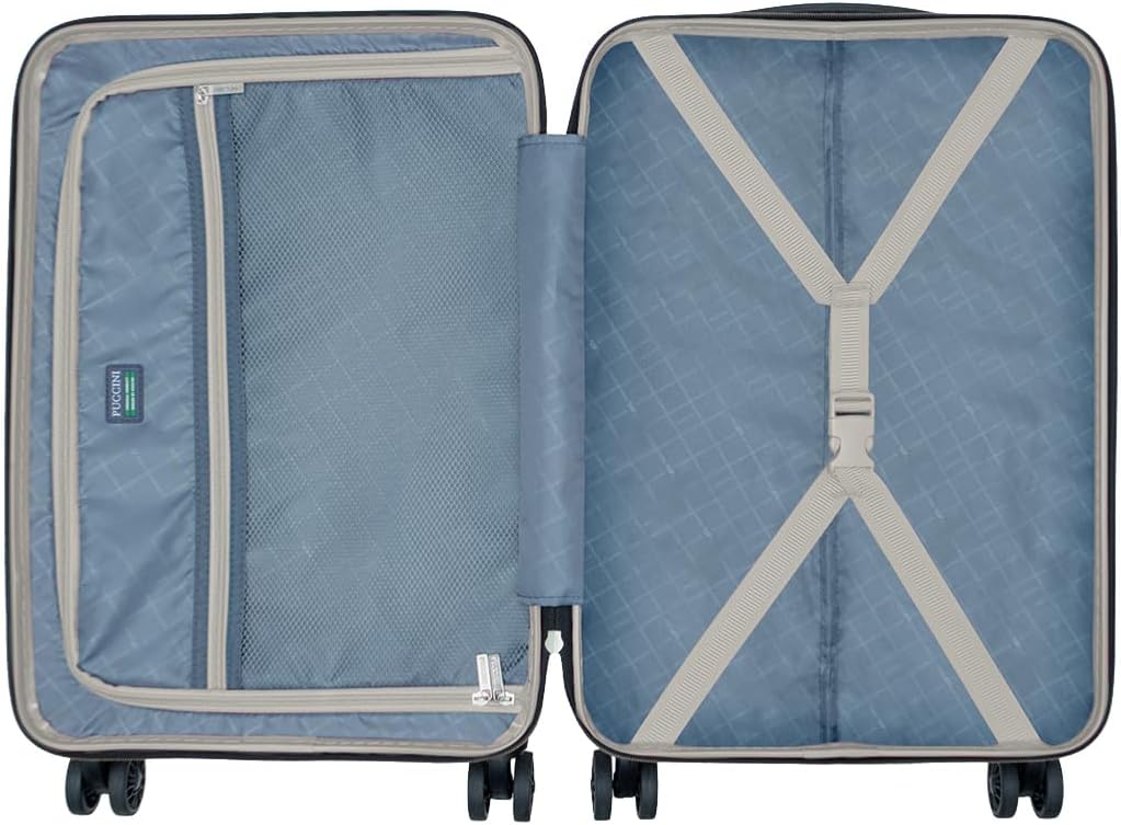 PUCCINI Polycarbonat Koffer Valencia Hartschalenkoffer Handgepäck Trolley Leicht Reisekoffer mit Zwi