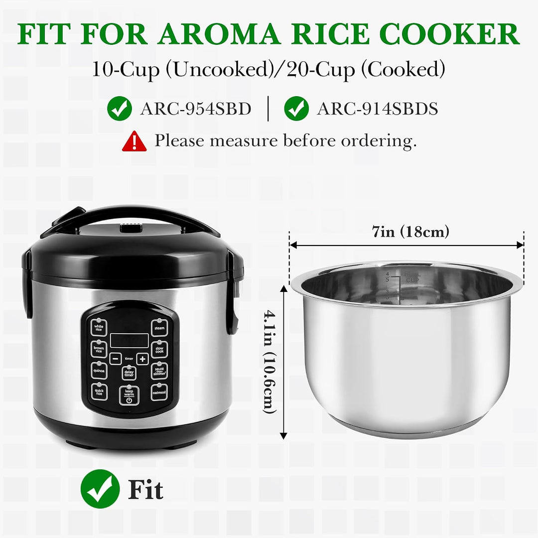 Linkidea Reiskocher Innentopf Ersatz, 304 Edelstahl Schnellkochtopf Topf, Multi-Cooker Ersatz Innens