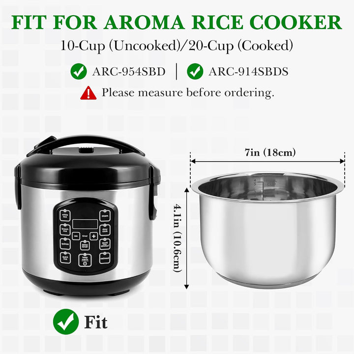 Linkidea Reiskocher Innentopf Ersatz, 304 Edelstahl Schnellkochtopf Topf, Multi-Cooker Ersatz Innens