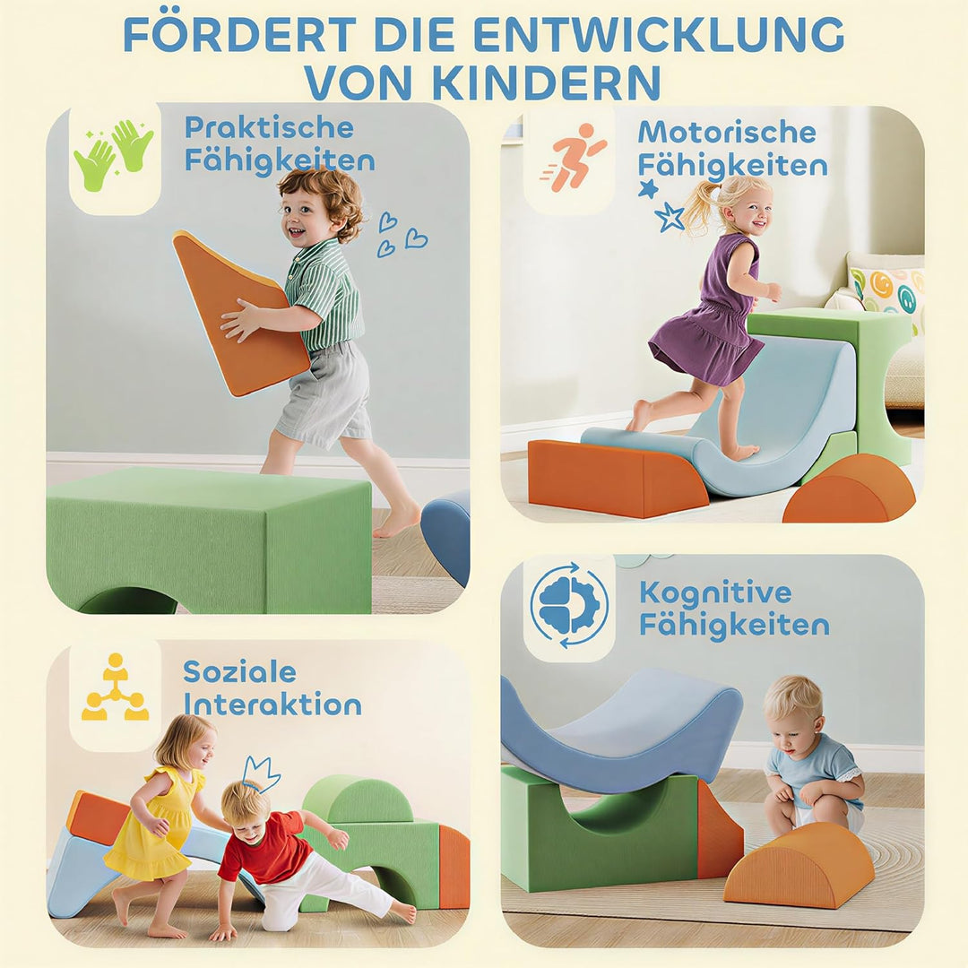 AIYAPLAY Schaumstoff Bausteine Kinder 5er-Set Softbausteine Grossbausteine Klettern Riesenbausteine