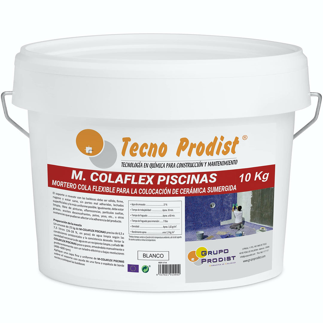 M-COLAFLEX POOLS von Tecno Prodist (5 Kg) Verbesserter flexibler Zementkleber, für die Verlegung von