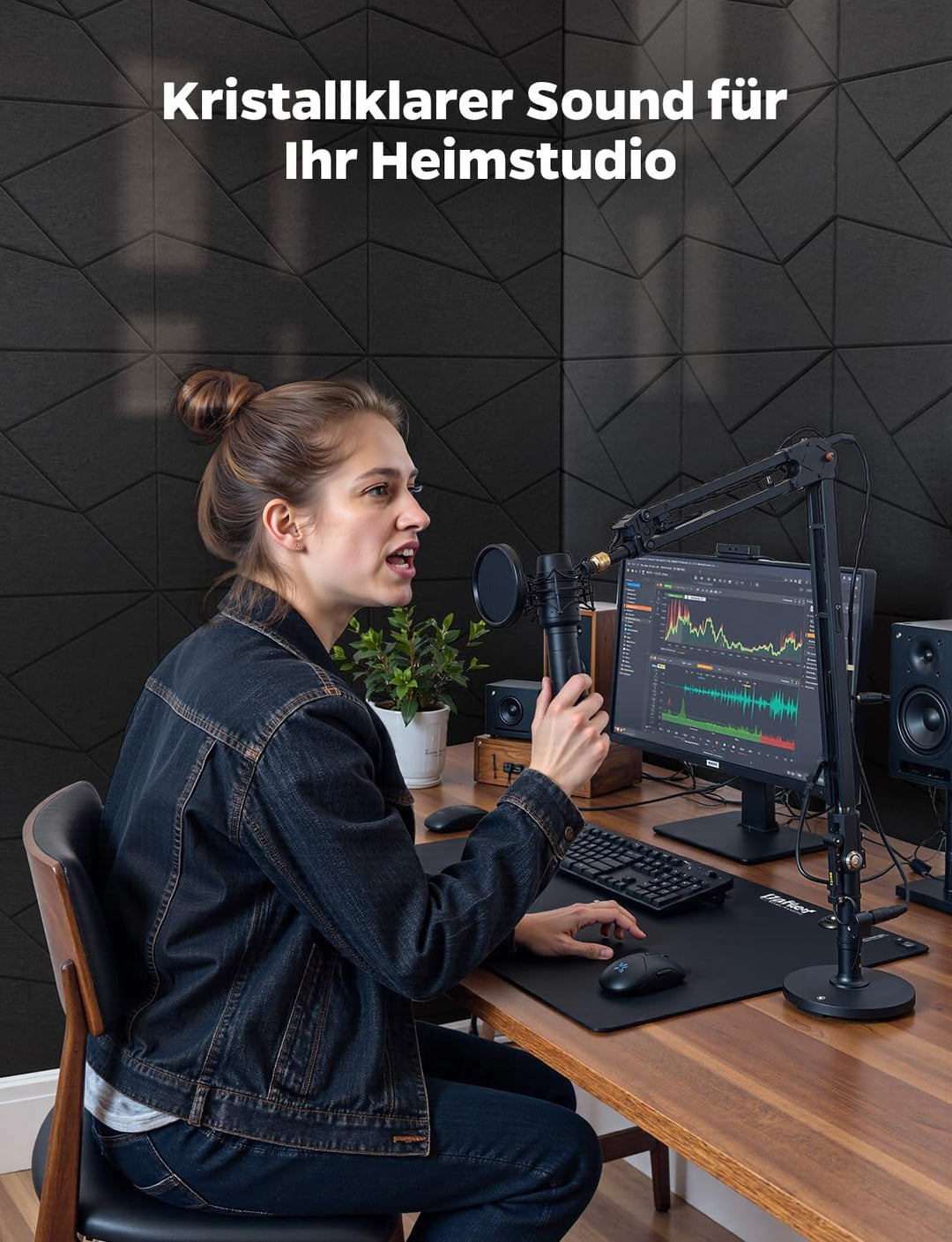 18 Stück Akustikplatten Selbstklebend, Akustik Schallabsorber Panels für Wand & Gaming Zimmer mit Li