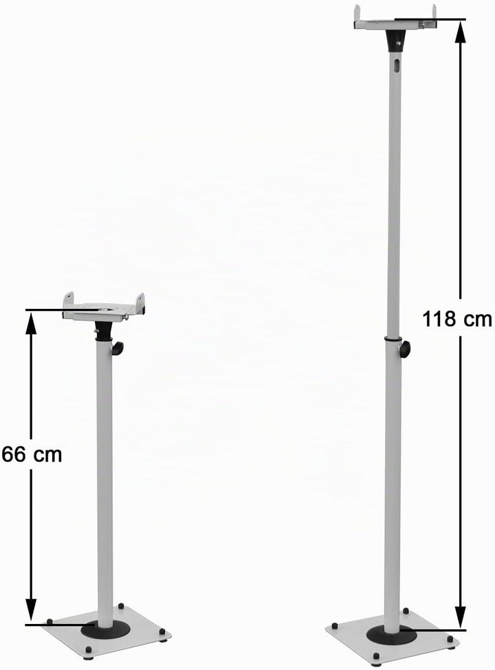 Drall Zwei weisse Lautsprecher Stative Audio Monitore Satelliten Ständer höhenverstellbar mit Kabelk