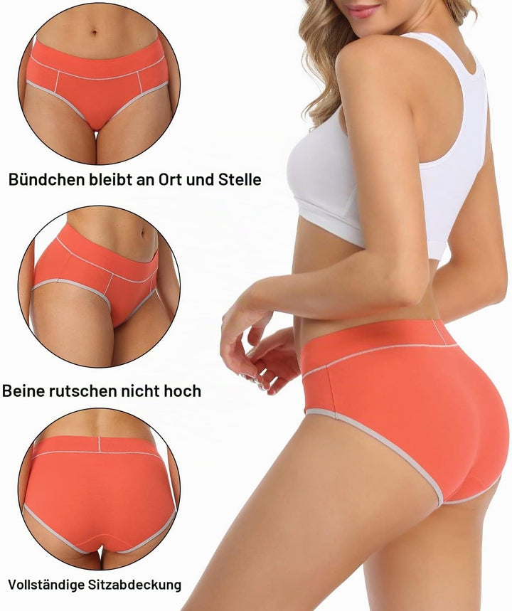 wirarpa Unterhosen Damen Midi Taille Slip Baumwolle Bequeme Unterwäsche Mehrpack, Mehrfarbig-2113f66
