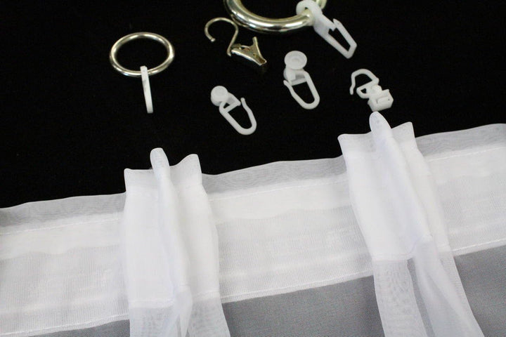 EASYHomefashion Hochwertige Fertiggardine Voile Store Deko Schal mit Faltenband Bleiband 3-Falten-KR