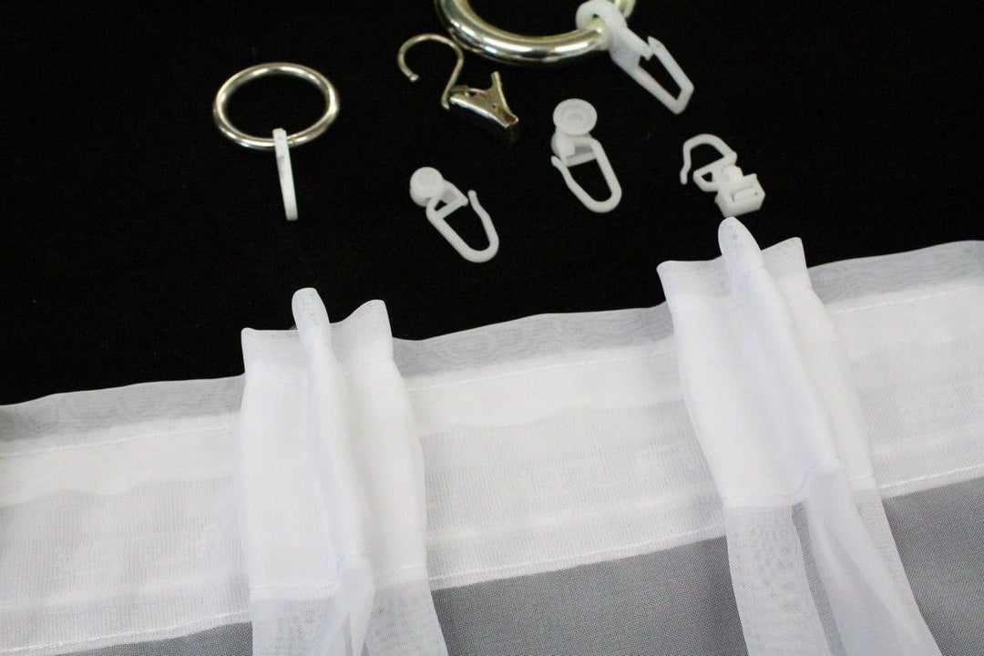 EASYHomefashion Hochwertige Fertiggardine Voile Store Deko Schal mit Faltenband Bleiband 3-Falten-KR