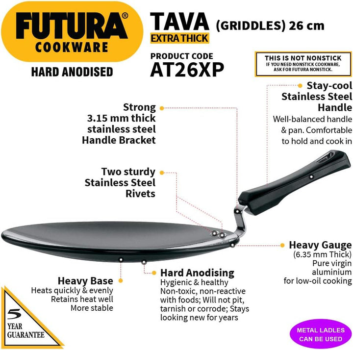 HAWKINS Futura Eloxierte Grillplatte, 25,4 cm, mit Kunststoffgriff, Schwarz 10\" With Plastic Handle