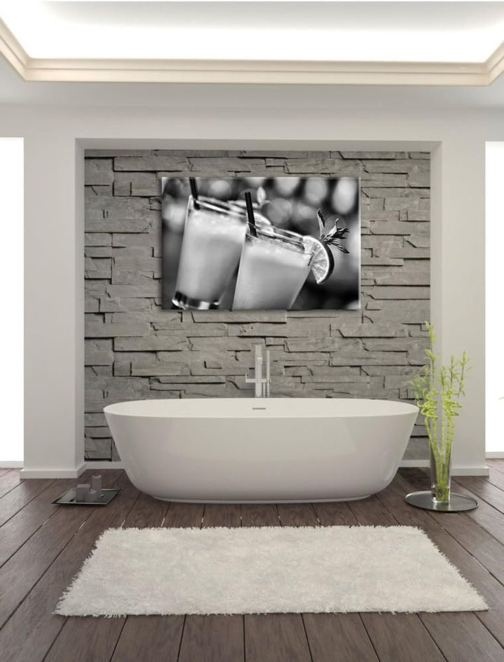 Pixxprint frischer Sommercocktail / 100x70cm Leinwandbild bespannt auf Holzrahmen/Wandbild Kunstdruc