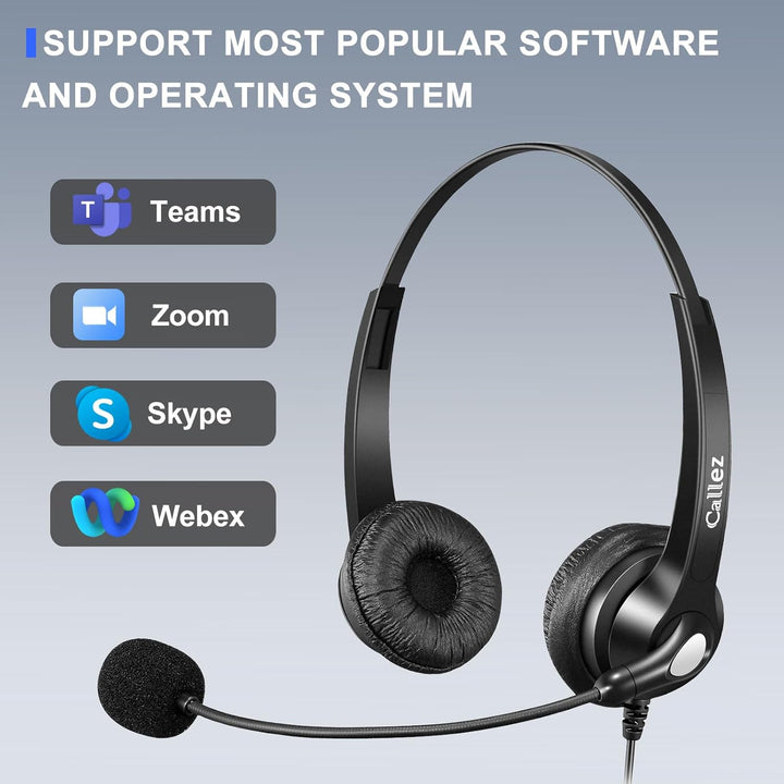 Callez 3,5mm Klinke PC Headset mit Mikrofon Noise Cancelling, Type-C Headset Handy mit Kabel für Lap