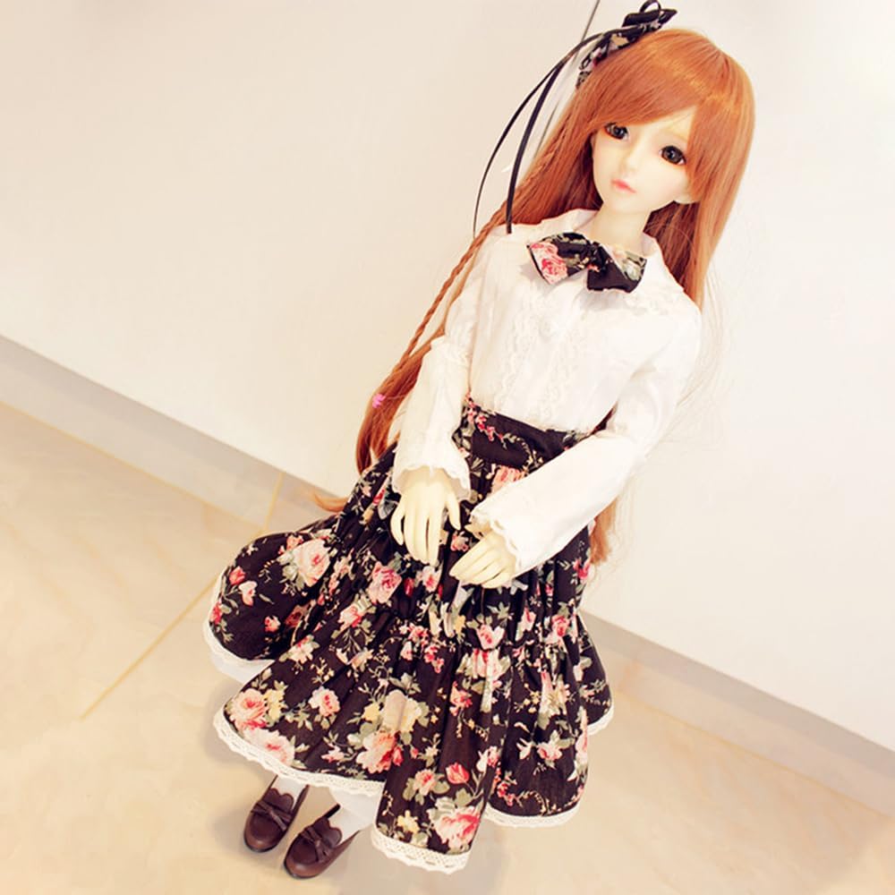 niannyyhouse 1/3 1/4 1/6 BJD Puppen Kleidung Weiss Kleider Blumenrock Bogen Kopfschmuck Socken Garte