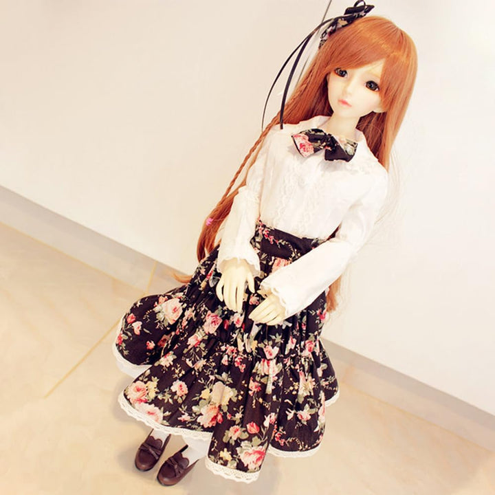 niannyyhouse 1/3 1/4 1/6 BJD Puppen Kleidung Weiss Kleider Blumenrock Bogen Kopfschmuck Socken Garte
