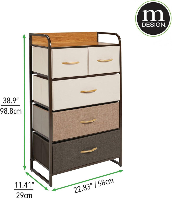 mDesign Kommode mit 5 Schubladen – hoher Schubladenschrank für Schlafzimmer, Wohnzimmer oder Flur –