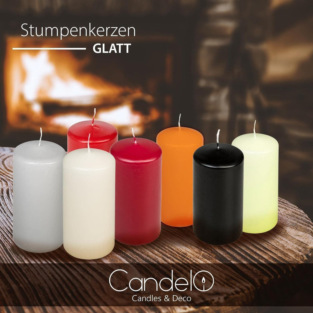 Candelo 8er Set Stumpenkerzen Weihnachten Kerzen - Champagner 5,8cm x 12cm - Advent Kerze Weihnachts