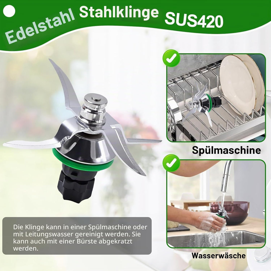 Messer für Vorwerk Thermomix TM5 und TM6, Spalivivre Edelstahl Ersatzmesser mit Dichtring, Mixmesser