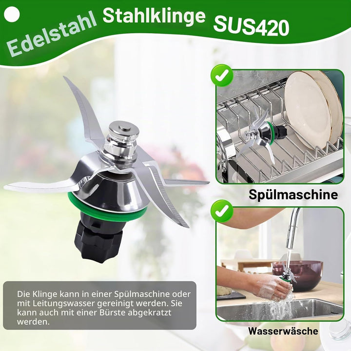 Messer für Vorwerk Thermomix TM5 und TM6, Spalivivre Edelstahl Ersatzmesser mit Dichtring, Mixmesser