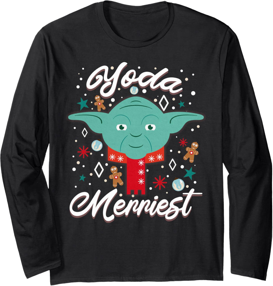 Star Wars Christmas Yoda Merriest Portrait Langarmshirt