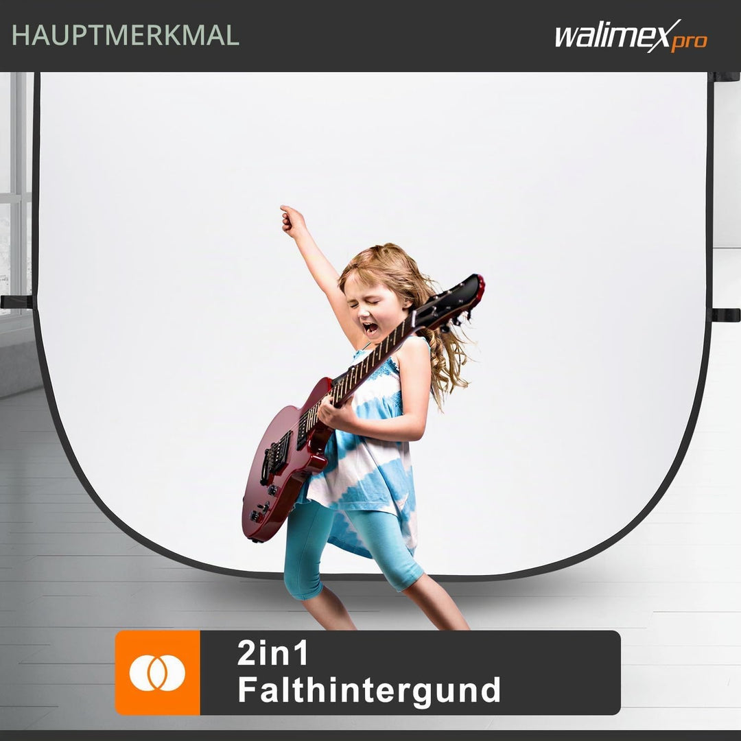 walimex pro Falthintergrund (200 x 230 cm) schwarz/weiss Single, Single