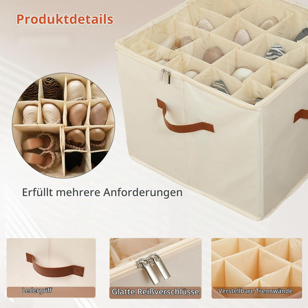 Schuhaufbewahrungsbox, Schuh-Organizer für 16 Paar, Schuhboxen Stapelbar, Faltbare Schuhaufbewahrung