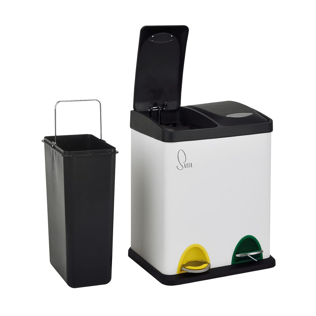 SVITA TC2X8 Mülleimer 16 Liter 2x8L doppelt Abfalleimer kompakt 2er-Mülleimer Kücheneimer Mülltrennu