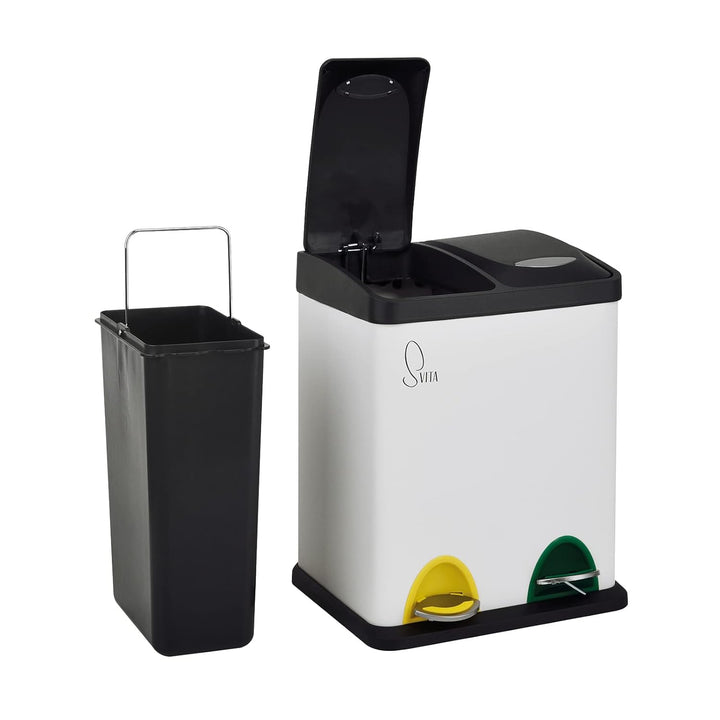 SVITA TC2X8 Mülleimer 16 Liter 2x8L doppelt Abfalleimer kompakt 2er-Mülleimer Kücheneimer Mülltrennu